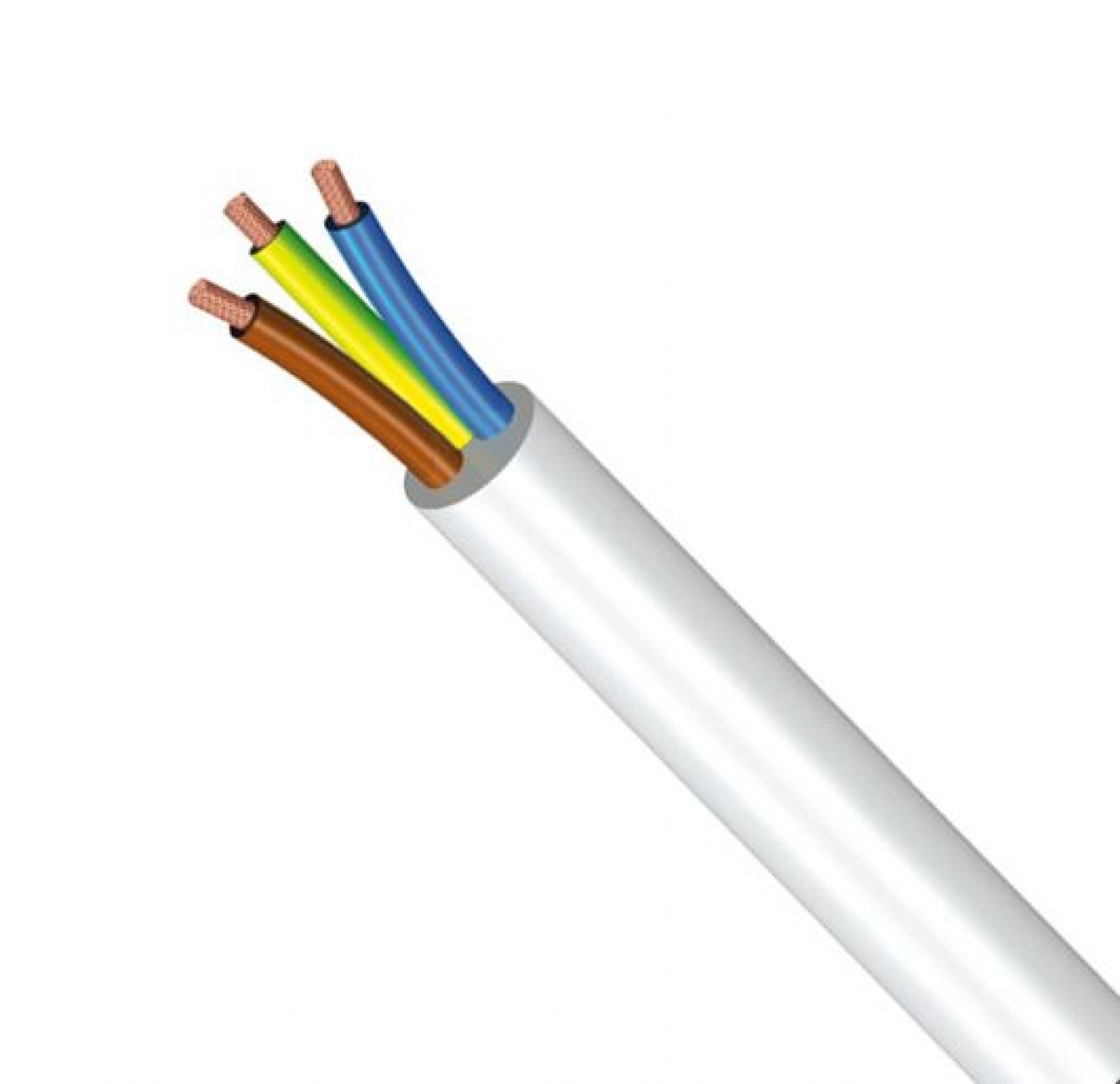 3183Y 1.0mm x 100m PVC Round Flexible Cable White 